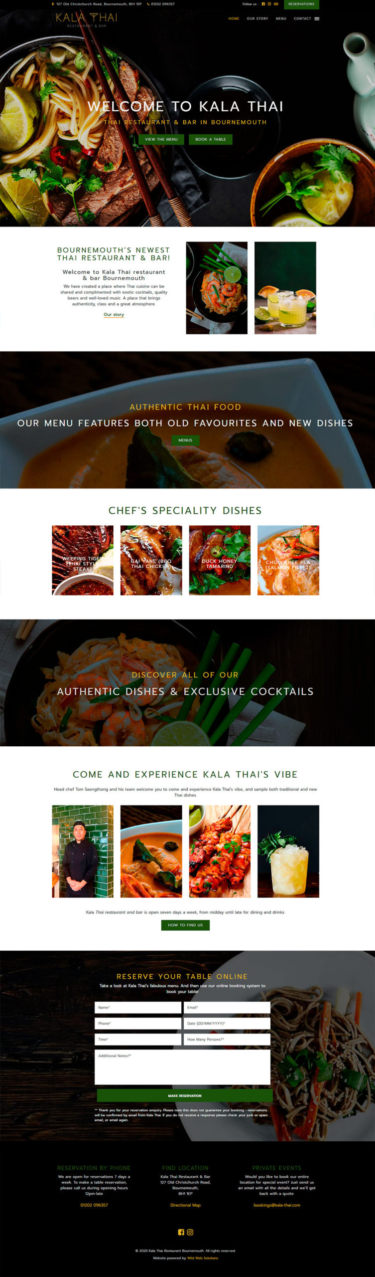Kala Thai restaurant website design