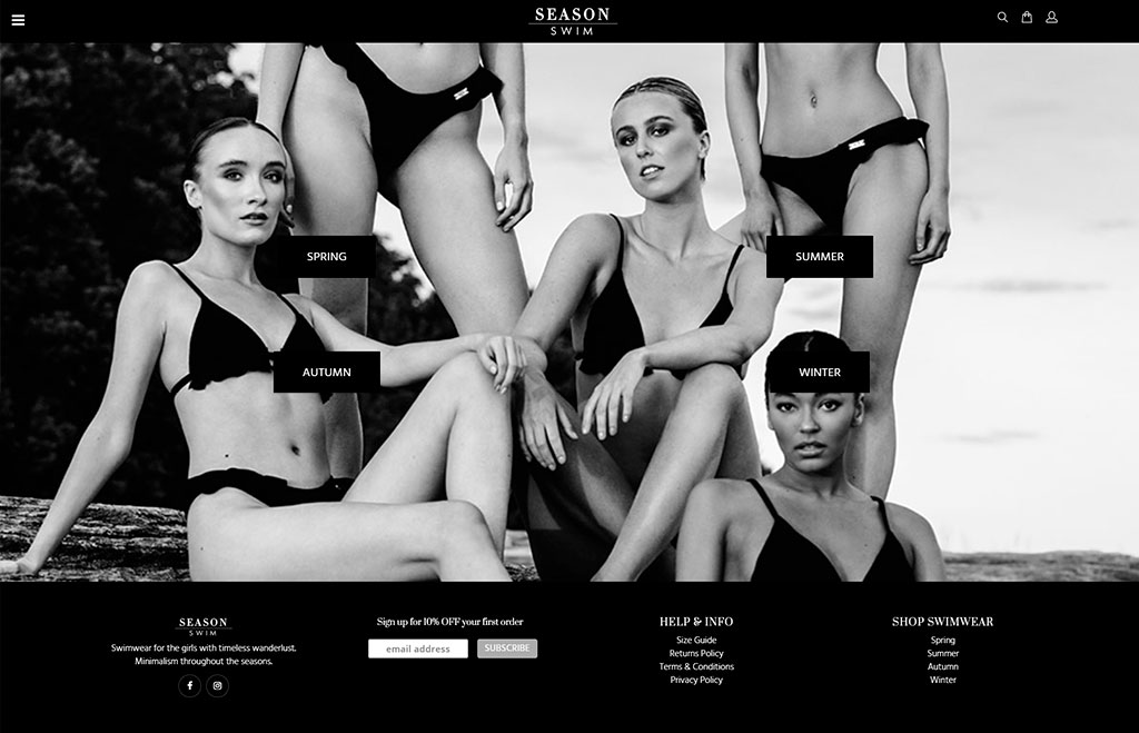 season swim ecommerce website design